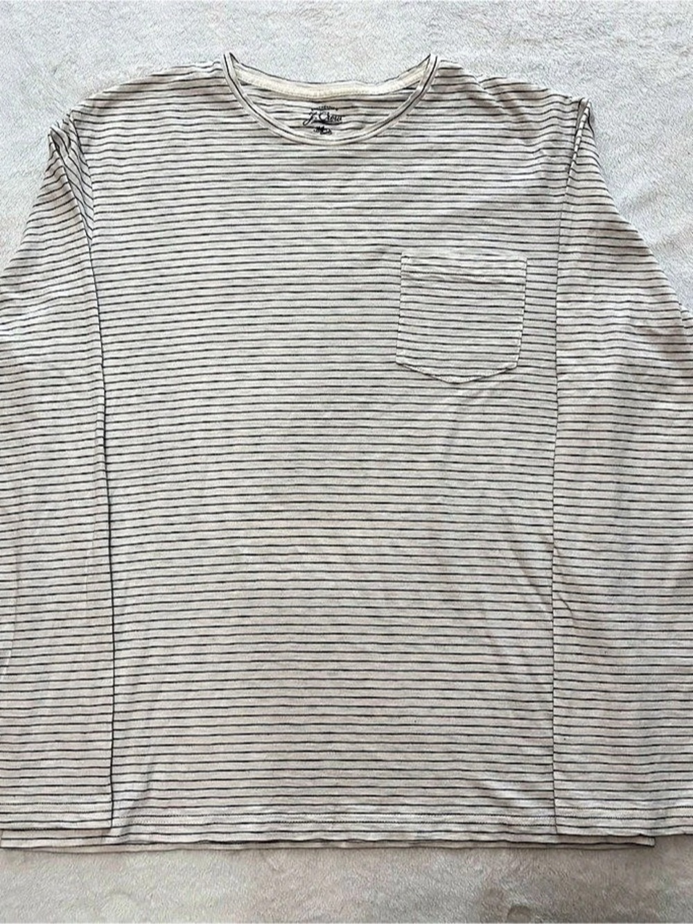 J.Crew Mercantile Striped Long Sleeve Tee White & Blue Large